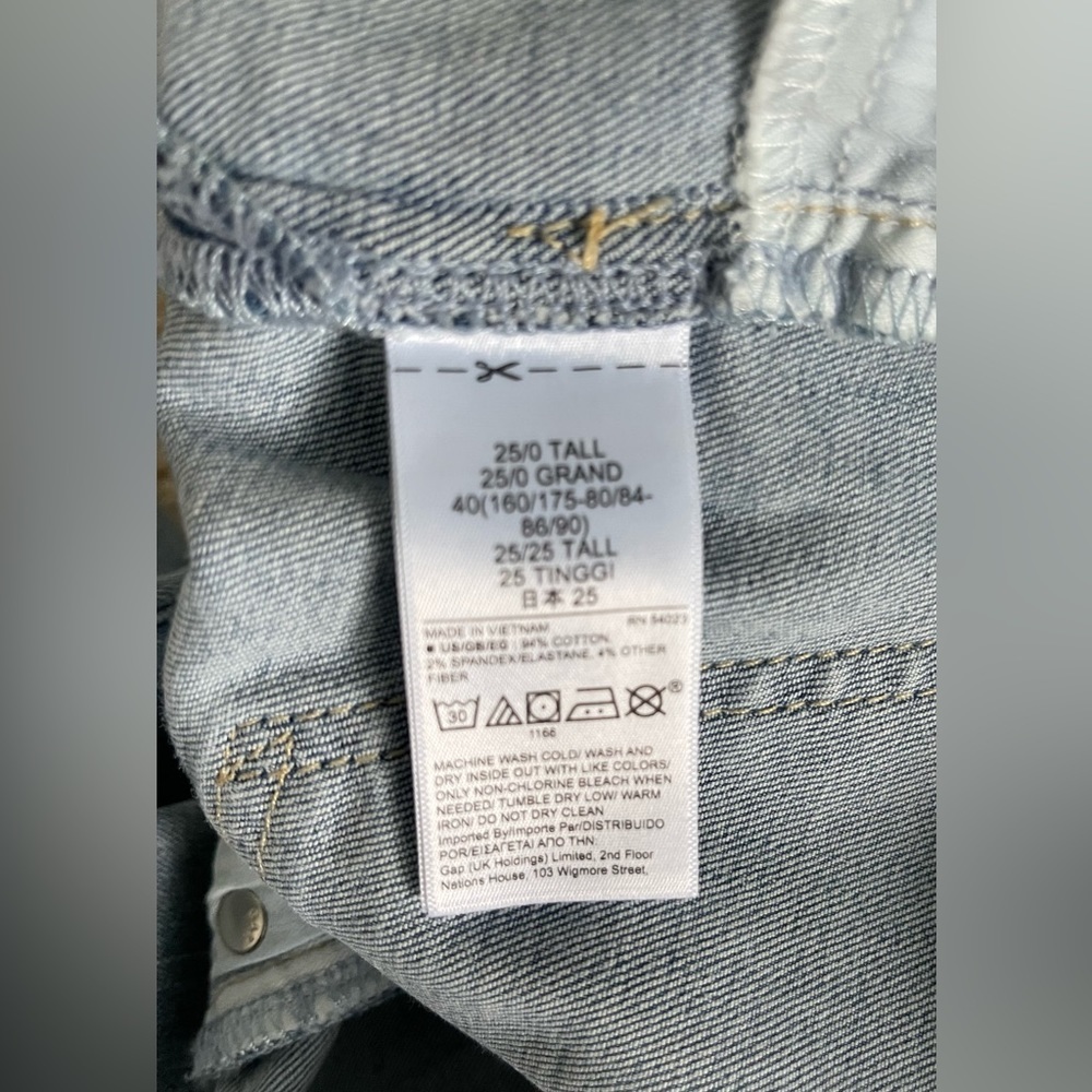 GAP DENIM TRUE SKINNY HIGH RISE Stretch Distressed Jeans Light Wash Sx 0 25 TALL - Picture 6 of 6